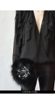 torebka-mała-czarna okrągła cekinowa  z futrem kółko- sjofne