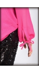 wizytowa różowa bluzka z kokardą Pink blouse tied around the neck Розовая блузка, связанная вокруг шеи Sjofne