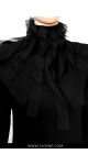 czarny półgolf golf z dzianiny falbany black blouse черная блузка sjofne