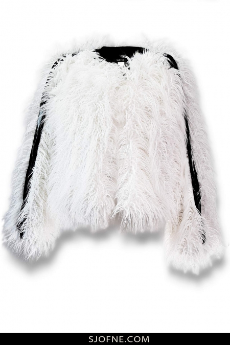 Białe futerko białe futro lama  krotkie futro projektant Sylwia Maria MaciołaSjofne