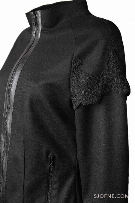 czarny wełniany  żakiet z baskinką black jacket coats черный пиджак sjofne.com