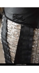Cekinowa spodnica mini z pasami  z miękkiej ekoskóry zlote cekiny srebrne   Sjofne