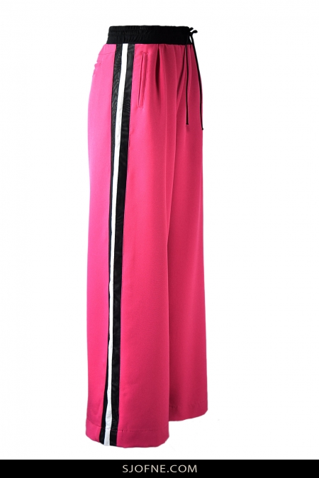 Szerokie różowe spodnie Sjofne z lampasem pink pants trousers sjofne