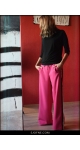 Różowe spodnie z bardzo szerokimi nogawkami Sjofne Polska marka-  pink pants trousers sjofne