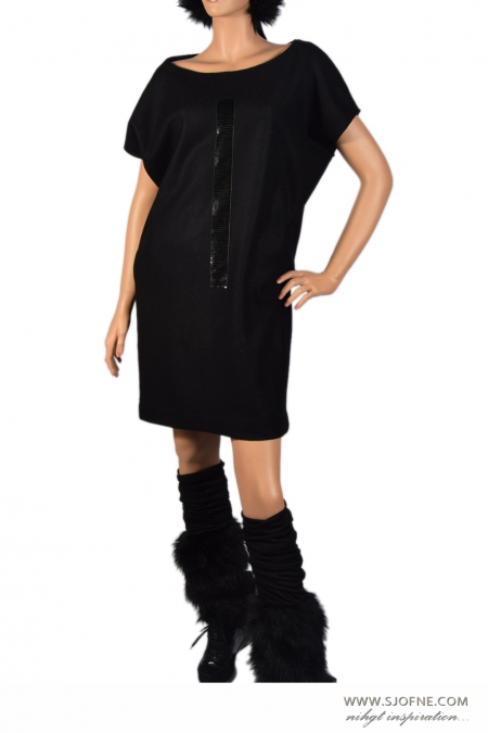 czarna sukienka z cekinami  black dress  черное  платье sjofne