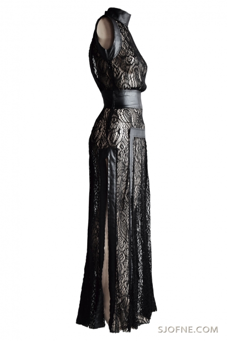 czarna sukienka z koronki black dress with lace черное бархатное платье с кружевом sjofne