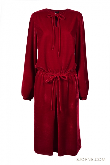 czerwona sukienka z weluru  red velvet dress sjofne