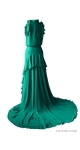 zielona suknia wieczorowa z trenem  Sjofne