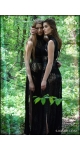 Długa koronkowa czarna sukienka z rozcięciami SJOFNE Polski projektant mody online black dress with lace черное бархатное платье с кружевом