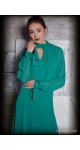 Strój biznesowy damski  sukienka z szyfonu green dressзеленое платье Sjofne