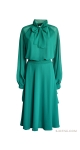 Elegancka zielona sukienka za kolano z szyfonu green dress зеленое платье Sjofne Sukienka od polskiego projektanta mody
