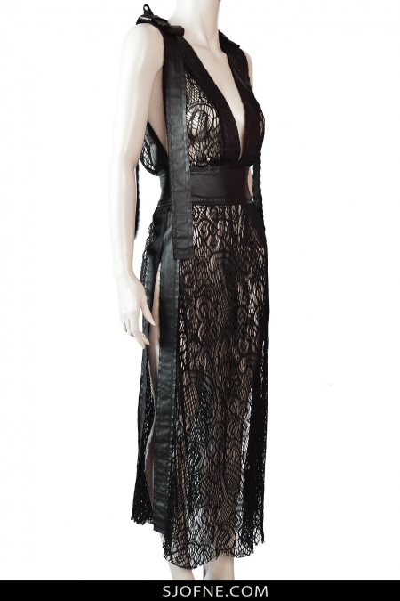 sukienka z koronki black dress with lace черное бархатное платье с кружевом sjofne