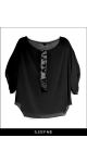 Elegancka czarna bluzka oversize jak zwiewna tunika SJOFNE Projektantka mody Sklep internetowy z wyjątkowymi ubraniami