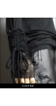 Marszczony golf damski cienki czarny z długim, marszczonym rękawem Sjofne Polski projektant mody Sklep internetowy