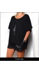 Czarna koszulka z krótkim rękawem damska z duzym dekoltem w rozmiarze XXXL Sjofne Bluzki plus size