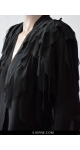 Czarna bluzka ze stylizowanymi piórami i luźnymi rękawami Sjofne