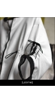 Biało srebrna długa koszula damska w sportowym stylu ze stójką i suwakiem Sjofne Polski projektant mody