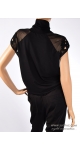 blackblouse schwarze czarna bluzka z koronką black blouse with lace черная блузка с кружевом Sjofne