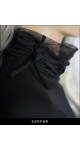 Czarny marszczony golf z siateczką z długim rękawem Sjofne eleganckie bluzki od projktanta mody online