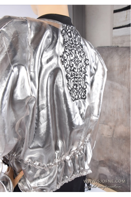 srebrna kurtka srebrna bamperka silver jacket sjofne.com