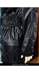 czarna krotka kurtka zakiet ze skory pufiaste rekawy sjofne black jacket