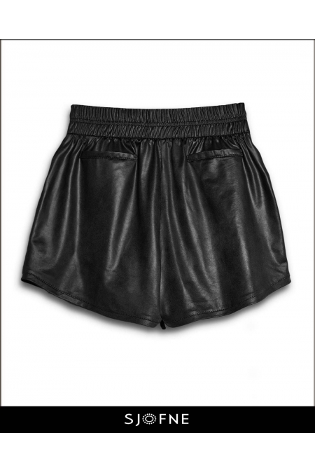 Krótkie spodenki czarne damskie z wysokim stanem SJOFNE Spodnie od projektanta mody
