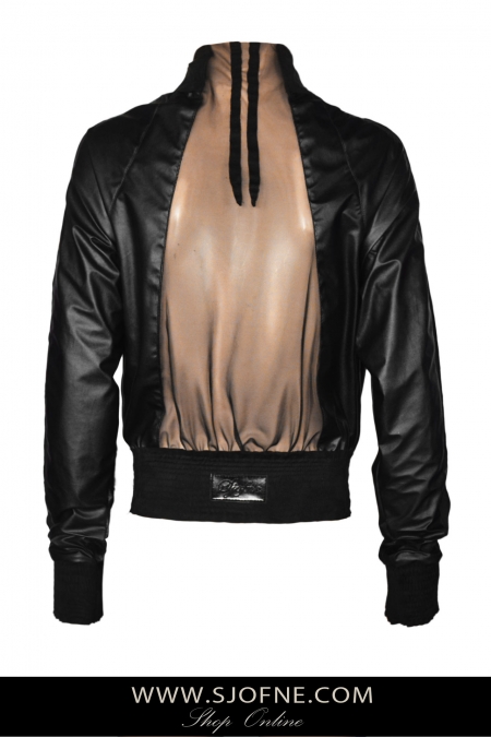 czarna krotka kurteczka z lampasem i siateczką na plecachplussize wieksze rozmiary-sjofne black jacket