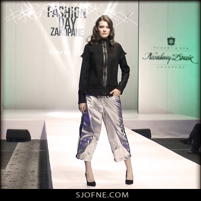Sjofne pokaz kolekcji ; srebrne spodnie , elegancki żakiet