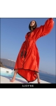 Najlepsza stylizacja z płaszczem, HIT 2022 Orange coat oversizedługi pomarańczowy płaszcz przeciwdeszczowy Sjofne