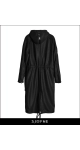 Elegancki długi czarny płaszcz swetrowy z kapturem wiazany w talii w sportowym stylu idealny na wiosnę Sjofne Eleganckie płaszcze damskie przejściowe
