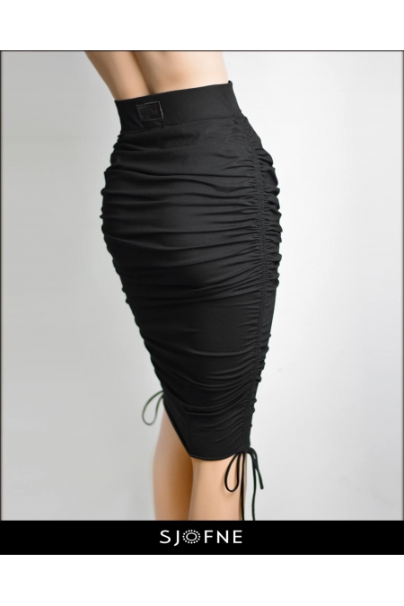 Elegancka czarna spódnica z wysokim stanem na lato do pracy | SJOFNE | Sklep internetowy projektanta mody