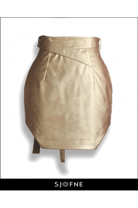 Złota spódnica idealna na imprezę w klubie wysmukli nogi i biodra Sjofne Seksowne spódnice od projektantki mody