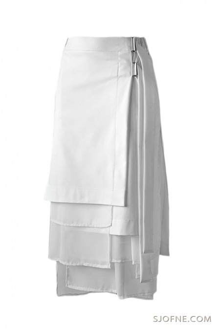 Biała spodnica asymetryczna  wiazana w taliiPolska marka odzieżowa sjofne whitedress