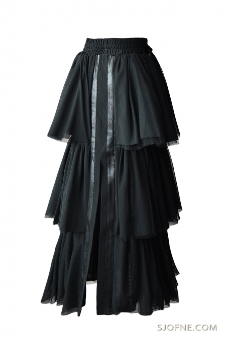 elegancka spodnica z falbanami SJOFNE black dress