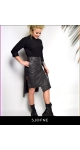 Elegancka czarna spódnica biznesowa z rozporkami asymetryczna od projektanta mody Sjofne