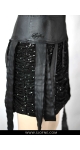 Czarna cekinowa spodnica mini z paskami z imitacji skóry syky mini, czarne cekiny srebrne   Sjofne