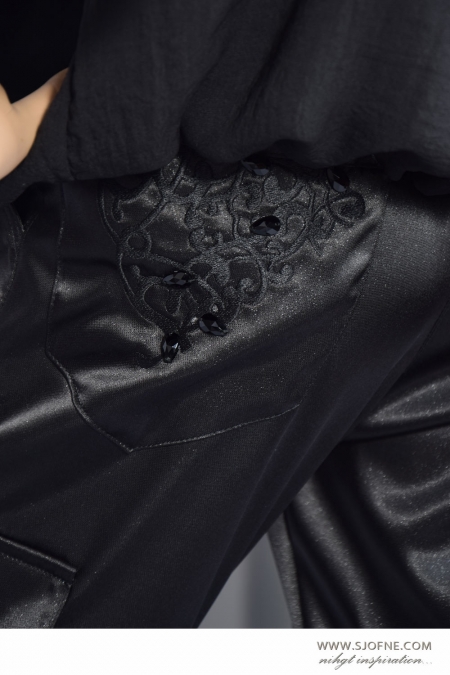 czarne bojówki damskie haftowane ubrania sjofne
