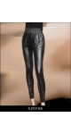 Czarne woskowane spodnie push up z wysokim stanem Sjofne Polski projektant mody Sklep internetowy