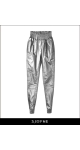 Metaliczne spodnie damskie srebrne z miękkiej eko skóry to idealne spodnie do pracy jak i na imprezę od projektanta mody