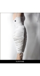 Biała dopasowa sukienka na ramiączkach na lato marszczona z regulowaną długością od mini do midi SJOFNE Sexy Bodycon