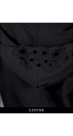 Krótka bluza damska crop top z cekinami na rękawie i dużym kapturem  SJOFNE Black hoodies