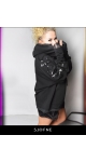 Czarna bluza z kapturem damska bawelniana oversize black hoodie Sjofne