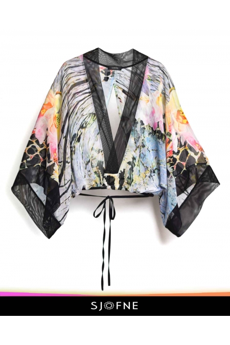 Elegancka luźna bluzka kimono z szerokimi rękawami od polskiej projektantki Sjofne - Eleganckie bluzki damskie kimono