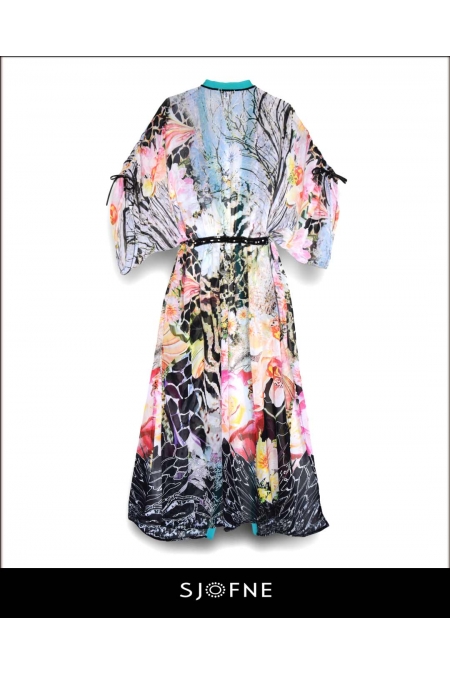 Eleganckie kimono tunika plażowa, kolorowe pareo Sjofne Projektant mody