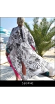 Długie kimono, lekki peniuar tunika narzutka plażowa, kolorowe pareo Sjofne -moda plażowa