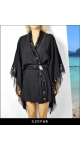 Czarne kimono z cekinami | SJOFNE |  Ekskluzywne tuniki plażowe - Sklep internetowy